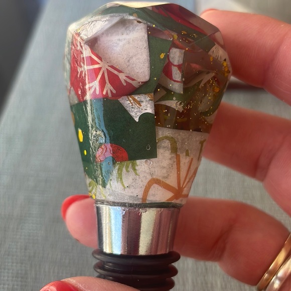 XMAS Handmade Festive Holiday Diamond Top Wine Stop Multi - Picture 8 of 13